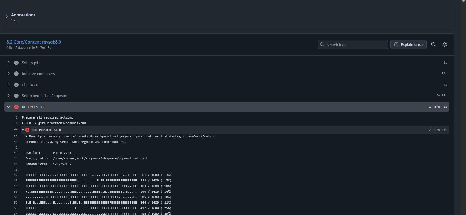 Shopware CI Before Optimization