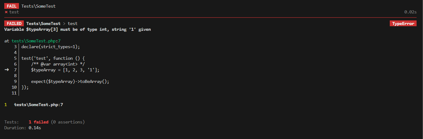 Pest CLI Exception Trace